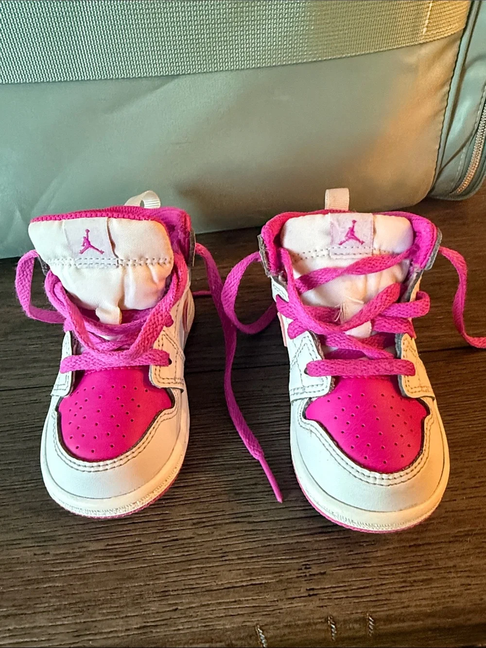 Nike Kids Pink and White High-Top Sneakers